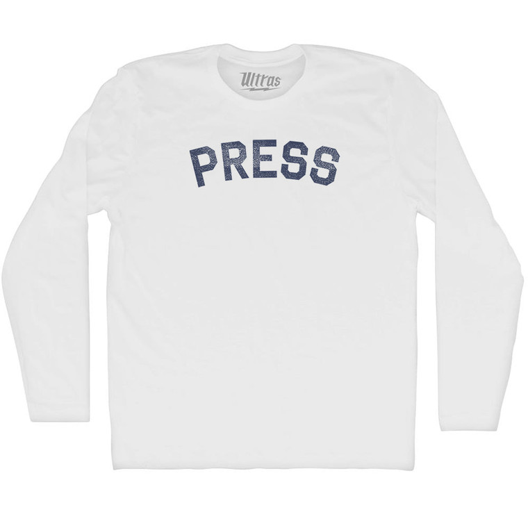 Press Adult Cotton Long Sleeve T-shirt - White