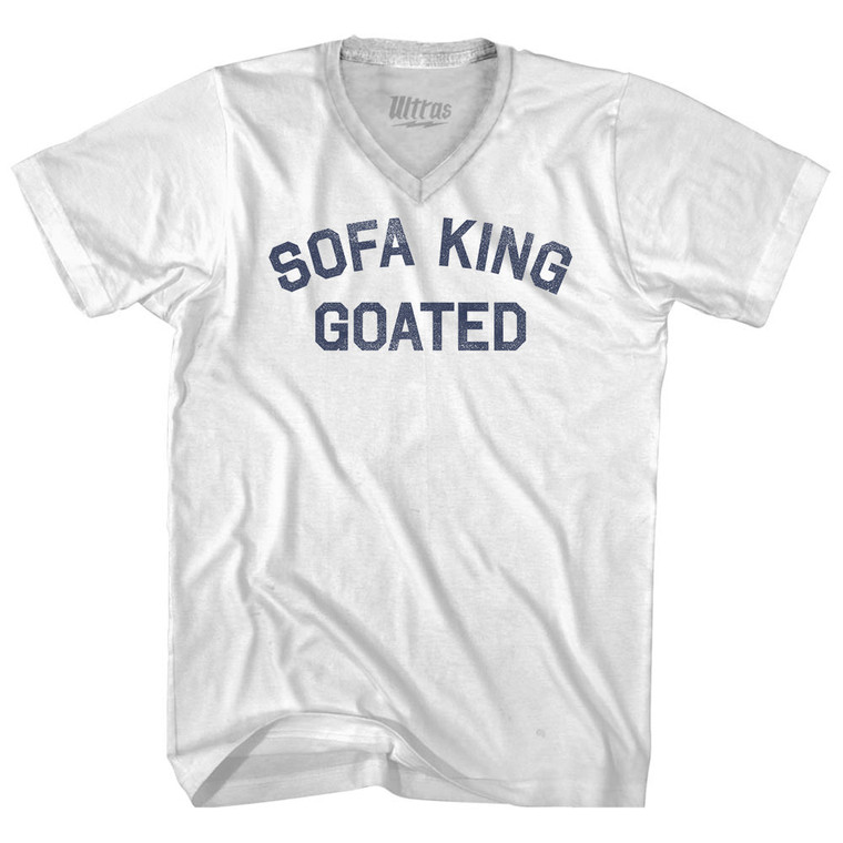 Sofa King Goated Adult Tri-Blend V-neck T-shirt - White