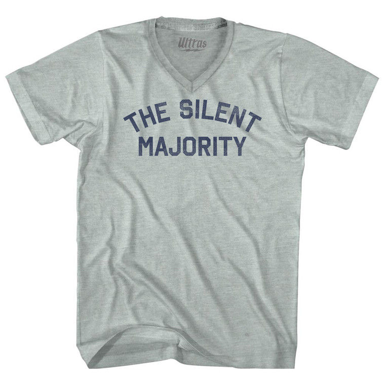 The Silent Majority Adult Tri-Blend V-neck T-shirt - Athletic Cool Grey