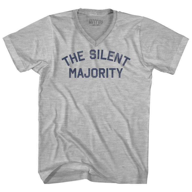 The Silent Majority Adult Cotton V-neck T-shirt - Grey Heather