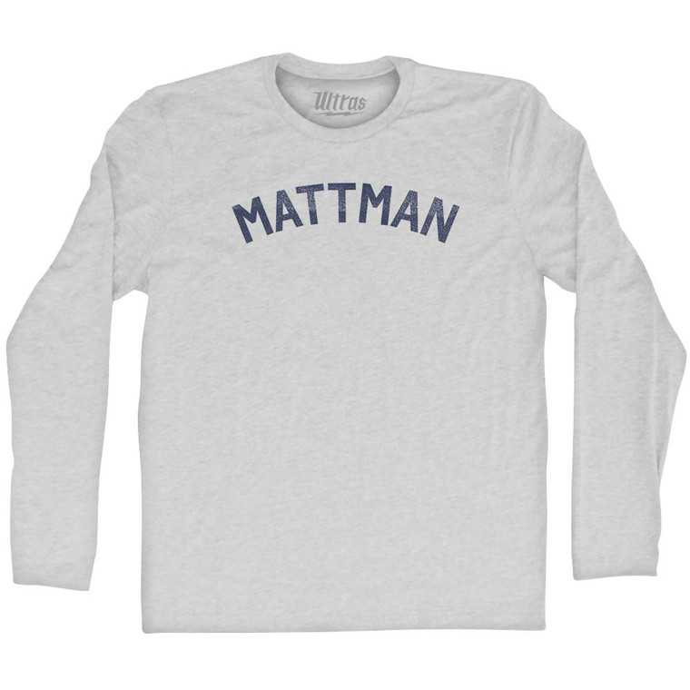 Mattman Adult Cotton Long Sleeve T-shirt - Grey Heather