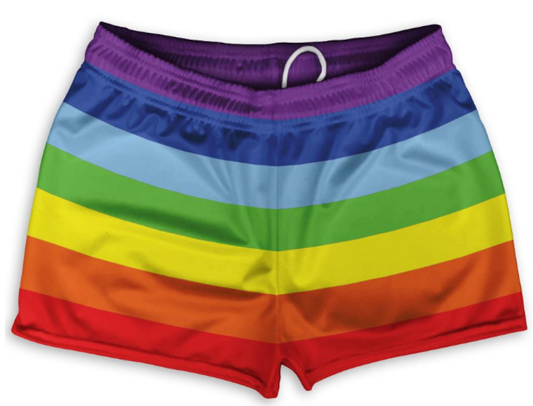 Adult SMALL- Rainbow Shorty Short Gym Shorts 2.5"Inseam- Final Sale ZT44