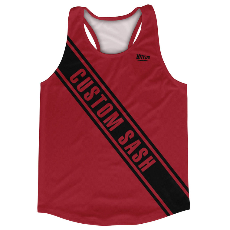 Custom Sash Left To Right Running Tank Tops Made In USA - Red Cardinal And Black