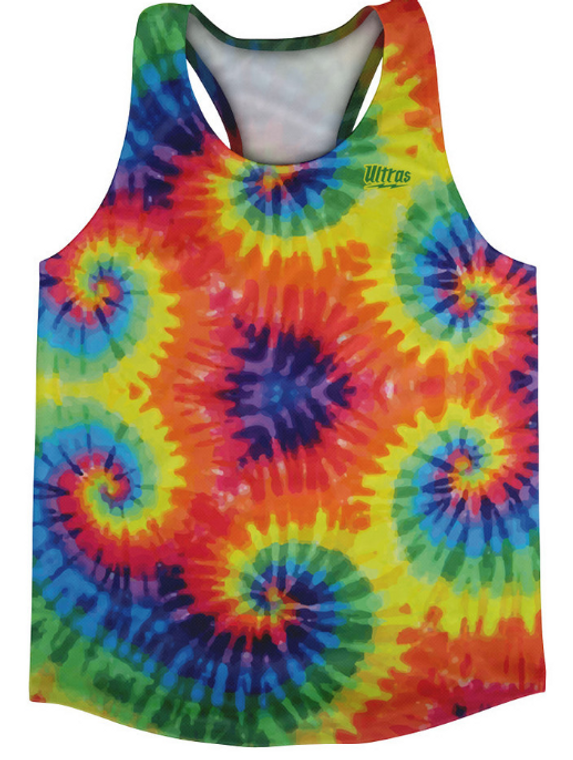 Adult SMALL- Tie Dye Running Racerback Tank Track Singlet Jersey Made In USA - Multicolor- Final Sale T3