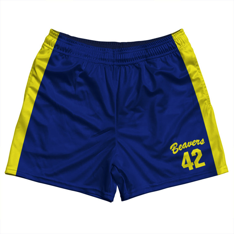 Teen Wolf Beavers Rugby Shorts Made In USA - Blue Yellow