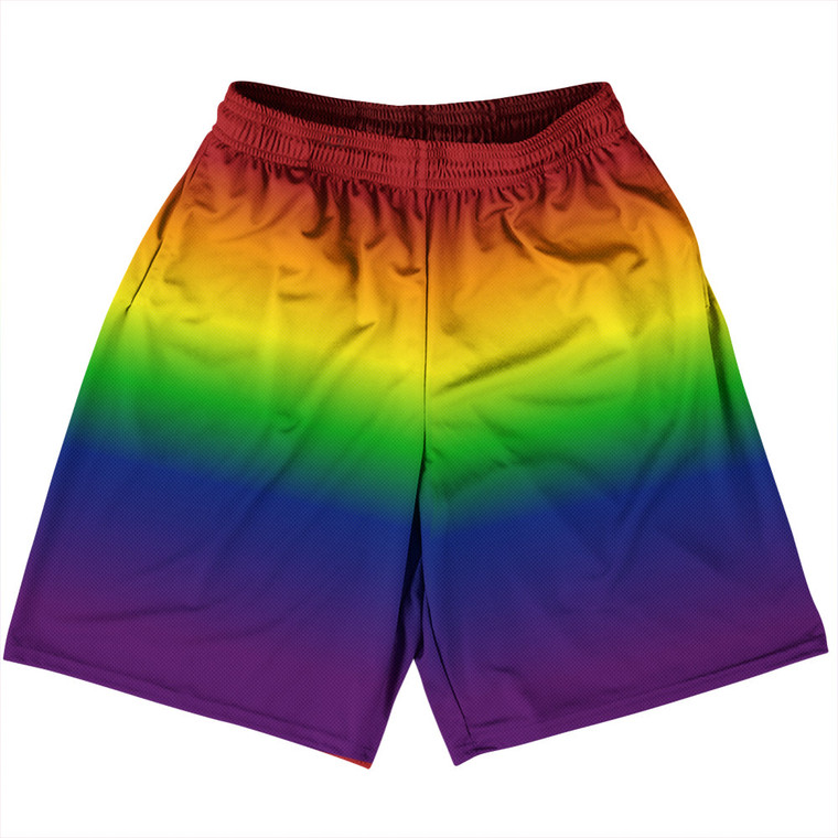 Rainbow Ombre Basketball Practice Shorts Made In USA - Rainbow