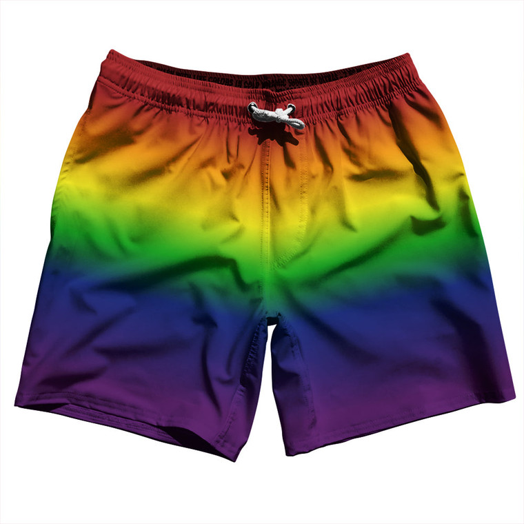 Rainbow Ombre Swim Shorts 7" Made in USA - Rainbow