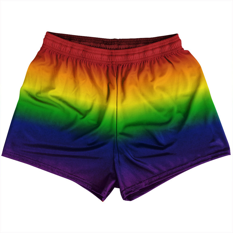 Rainbow Ombre Womens & Girls Sport Shorts End Made In USA - Rainbow