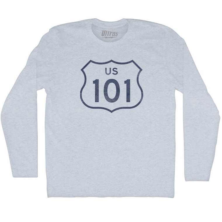 101 Road Sign Adult Tri-Blend Long Sleeve T-shirt - Athletic White