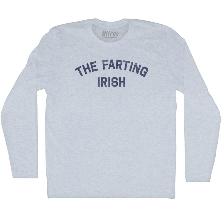 The Farting Irish Adult Tri-Blend Long Sleeve T-shirt - Athletic White
