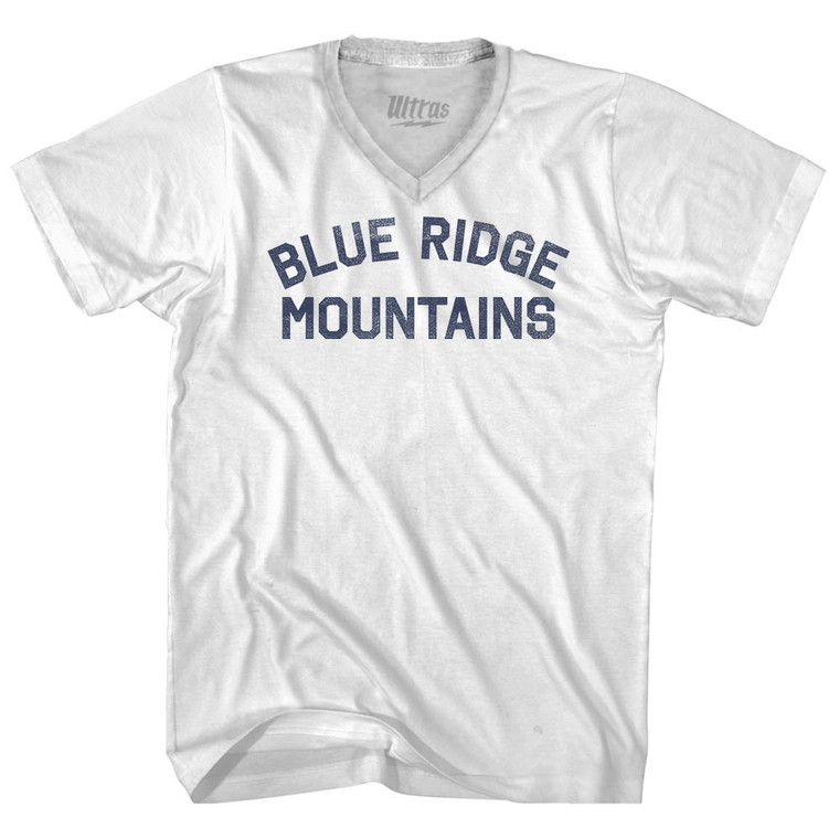 Blue Ridge Mountains Adult Tri-Blend V-neck T-shirt - White