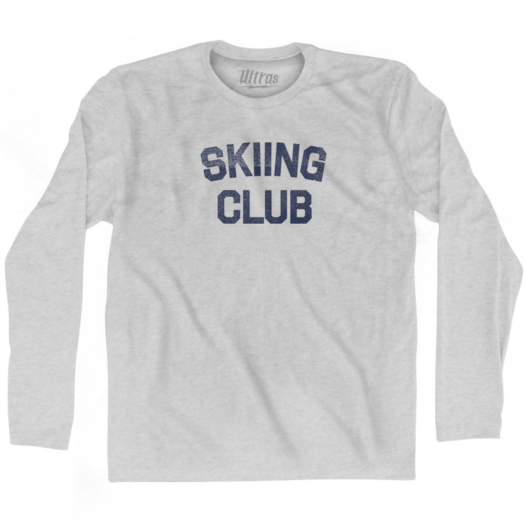 Skiing Club Adult Cotton Long Sleeve T-shirt - Grey Heather