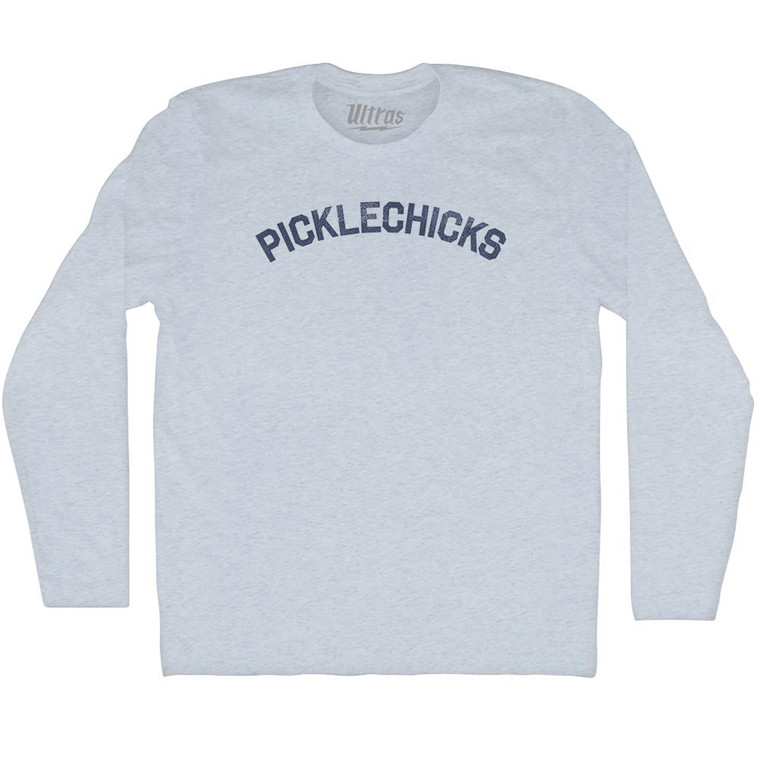 Picklechicks Adult Tri-Blend Long Sleeve T-shirt - Athletic White