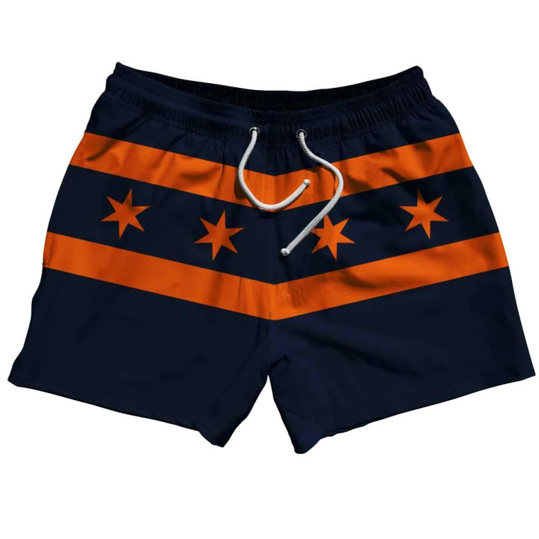 Chicago Flag Navy & Orange Swim Shorts 5" - Navy & Orange