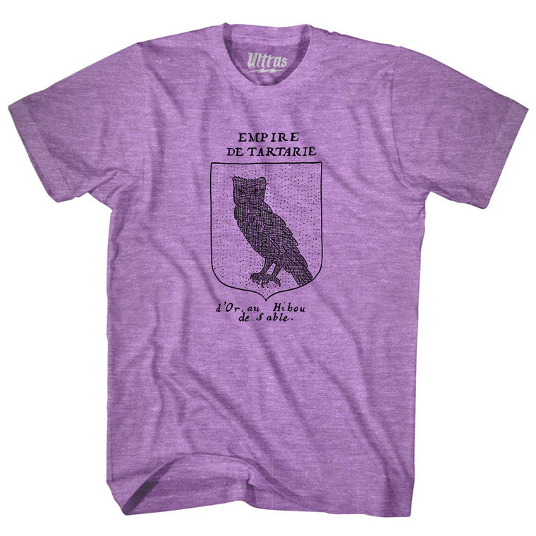 Owl Flag Tatar Flag Of The Tartarian (Early Russia) Empire De Tartarie Adult Tri-Blend T-shirt - Athletic Purple