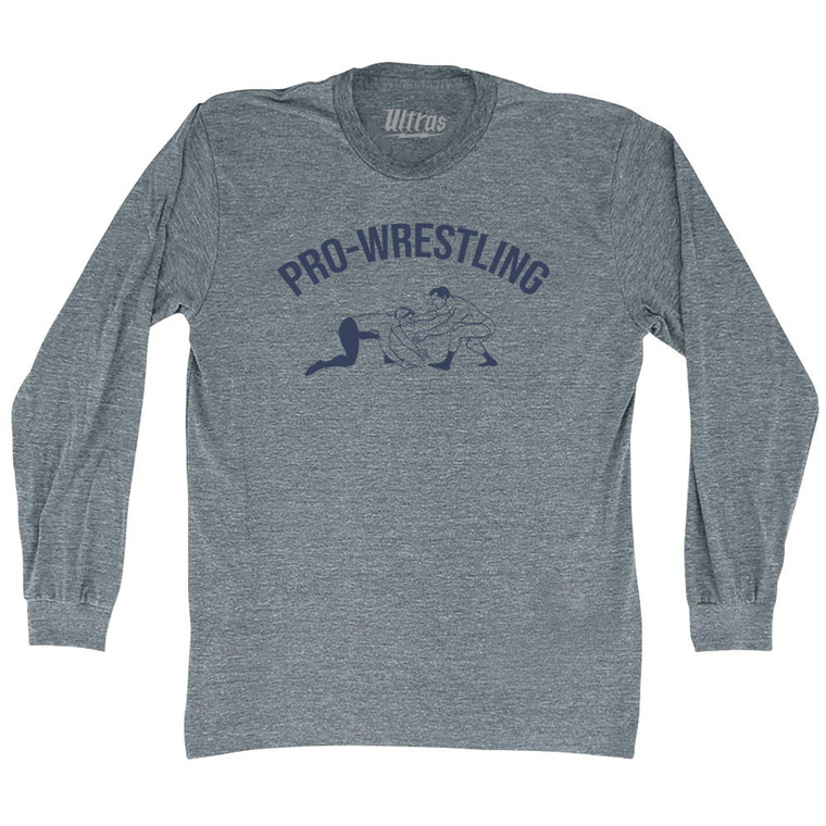 Vintage Pro-Wrestling Adult Tri-Blend Long Sleeve T-shirt - Athletic Grey