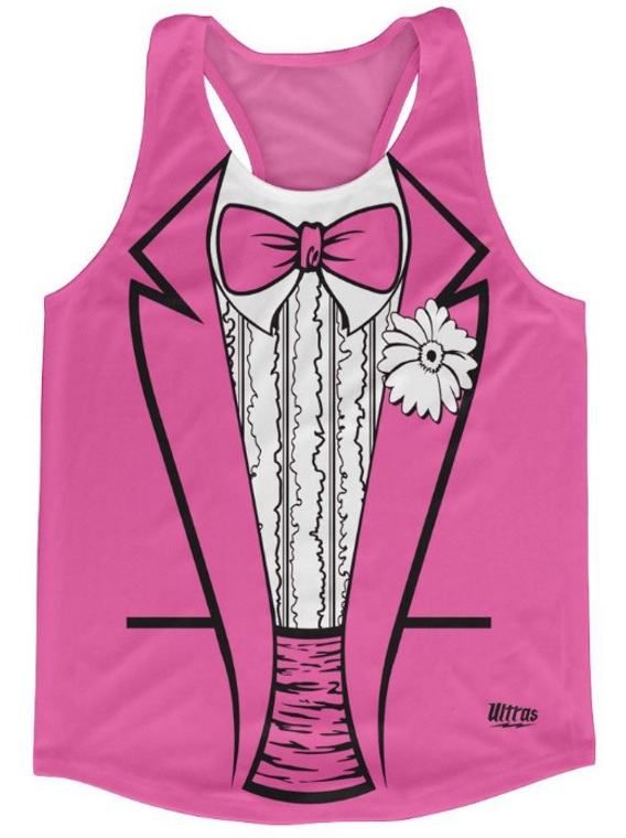 YOUTH X-LARGE- Pink Tuxedo Running Tank Top Racerback Track and Cross Country Singlet Jersey Made In USA - Pink- Final Sale T3
