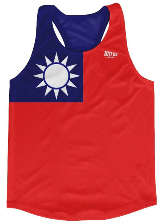 ADULT SMALL- TAIWAN CHINESE TAIPEI COUNTRY FLAG RUNNING TANK TOP RACERBACK TRACK AND CROSS-COUNTRY SINGLET JERSEY- Final Sale T3