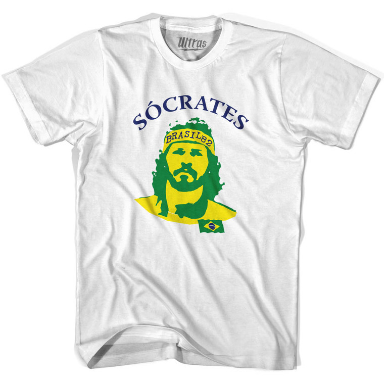 ADULT MEDIUM- Socrates Brazil Adult Cotton Soccer Legend T-shirt - White- Final Sale Z9
