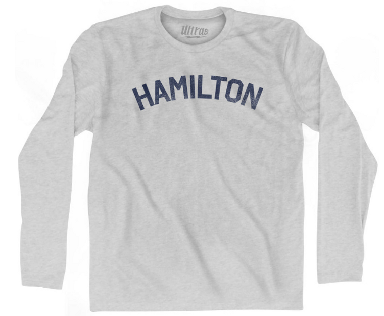 ADULT SMALL- HAMILTON Adult Cotton Long Sleeve T-shirt - Grey Heather- Final Sale Z3