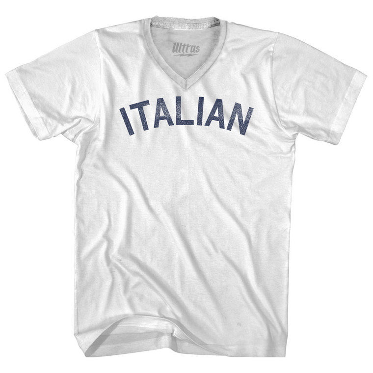 Italian Adult Tri-Blend V-neck T-shirt - White
