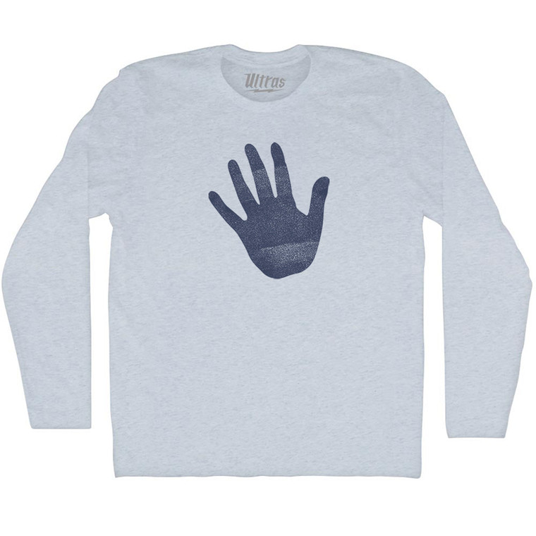 Hand Stop Adult Tri-Blend Long Sleeve T-shirt - Athletic White