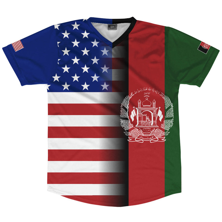 American Flag And Afghanistan Flag Combination Soccer Jersey Made In USA