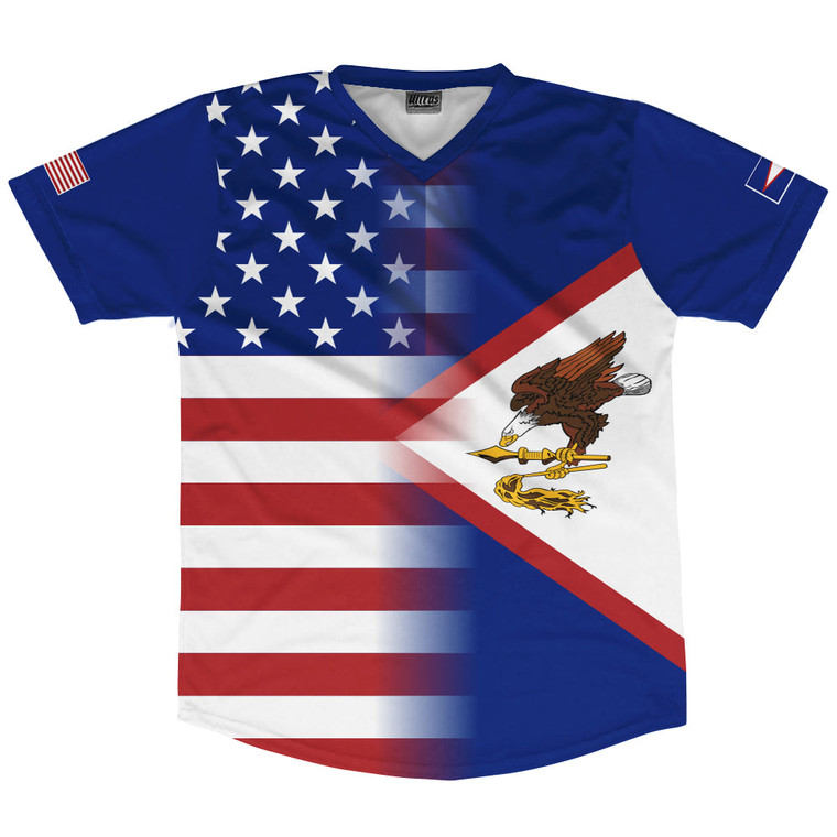 American Flag And American Samoa Flag Combination Soccer Jersey Made In USA