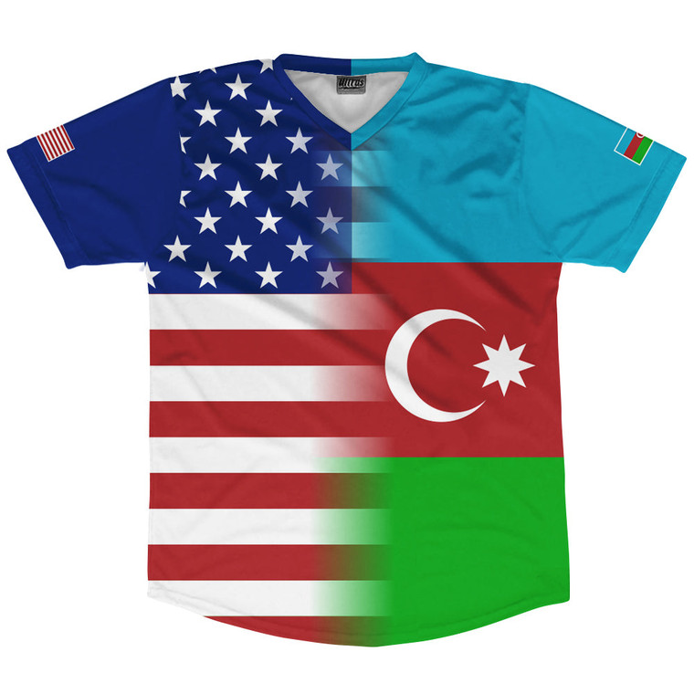 American Flag And Azerbaijan Flag Combination Soccer Jersey Made In USA