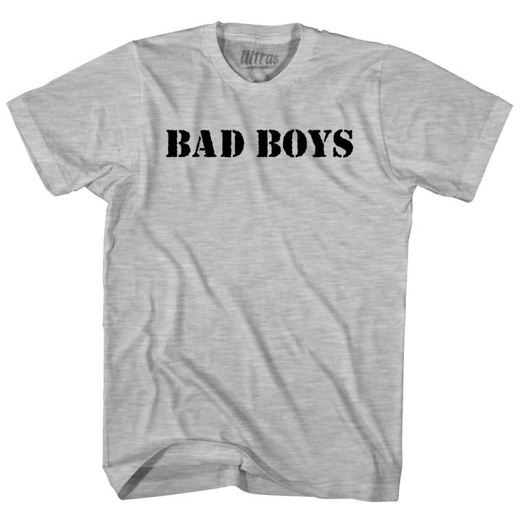 Bad Boys Stencil Font Adult Cotton T-shirt - Grey Heather