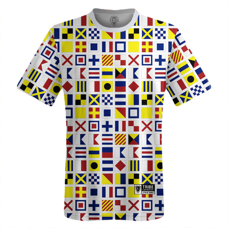 Sailing Nautical Flags Lacrosse Shooter Shirt - White