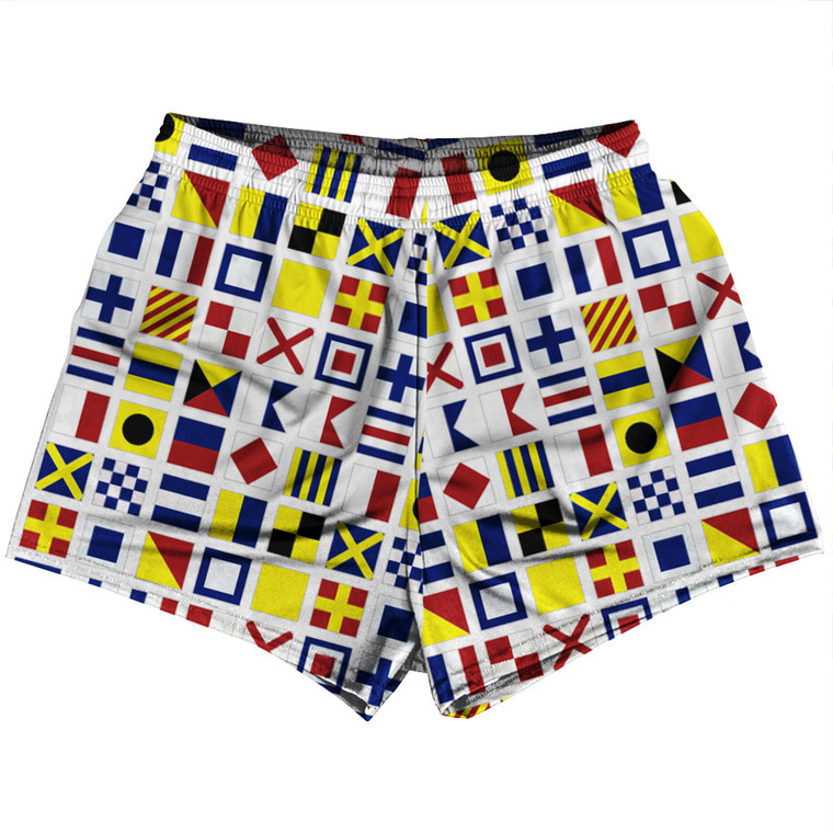 Nautical Sailing Flags Womens & Girls Sport Shorts End Made In USA - White