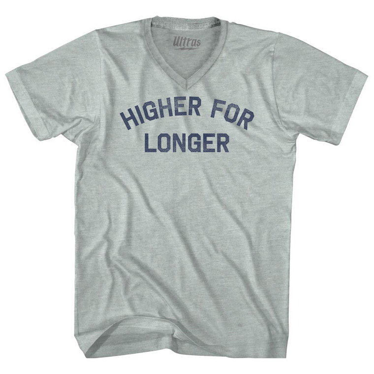 Higher For Longer Adult Tri-Blend V-neck T-shirt - Athletic Cool Grey