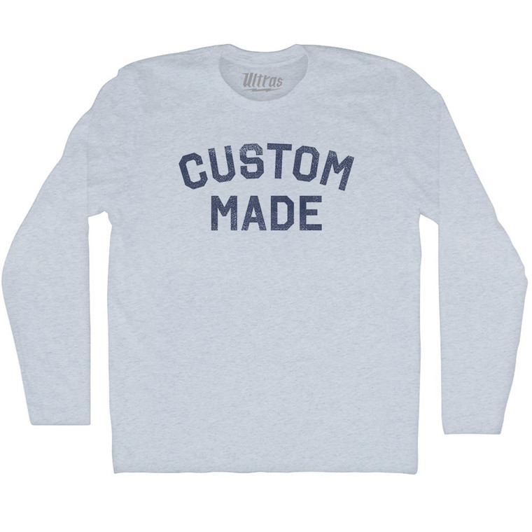 Custom Made Adult Tri-Blend Long Sleeve T-shirt - Athletic White
