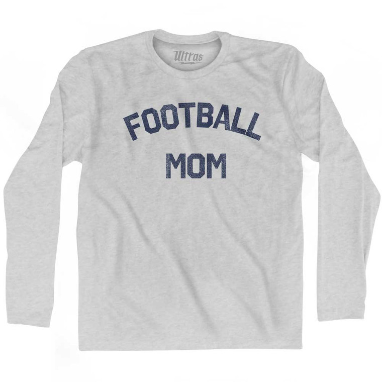 Football Mom Adult Cotton Long Sleeve T-shirt - Grey Heather