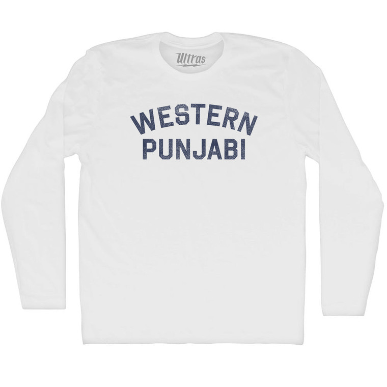 Western Punjabi Adult Cotton Long Sleeve T-shirt - White