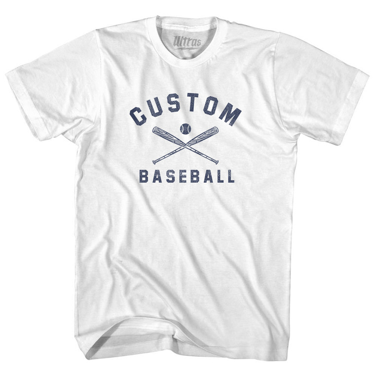 Custom Baseball Adult Cotton T-shirt - White