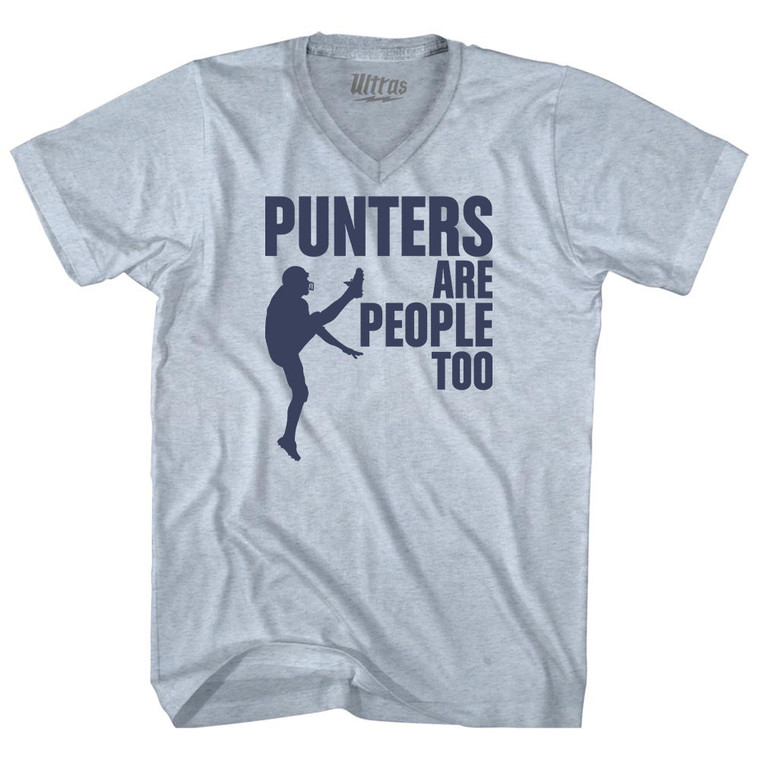 Punters Are People Too Adult Tri-Blend V-neck T-shirt - Athletic White