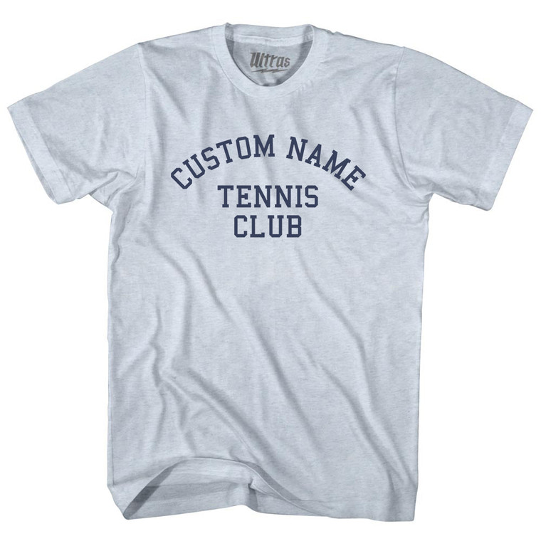 Custom Name Tennis Club Text Adult Tri-Blend T-shirt - Athletic White