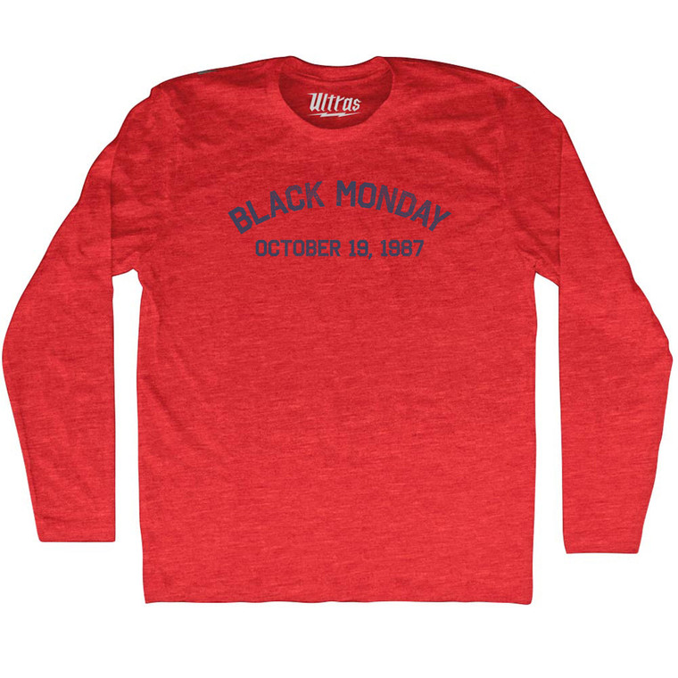 Black Monday October 19, 1987 Adult Tri-Blend Long Sleeve T-shirt - Athletic Red