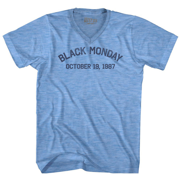 Black Monday October 19, 1987 Adult Tri-Blend V-neck T-shirt - Athletic Blue