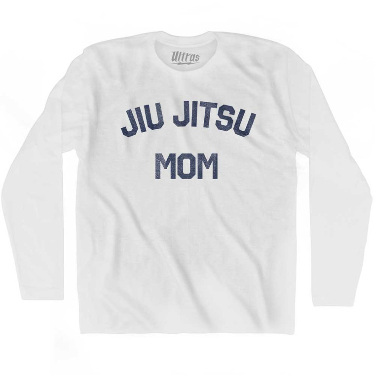 Jiu Jitsu Mom Adult Cotton Long Sleeve T-shirt - White