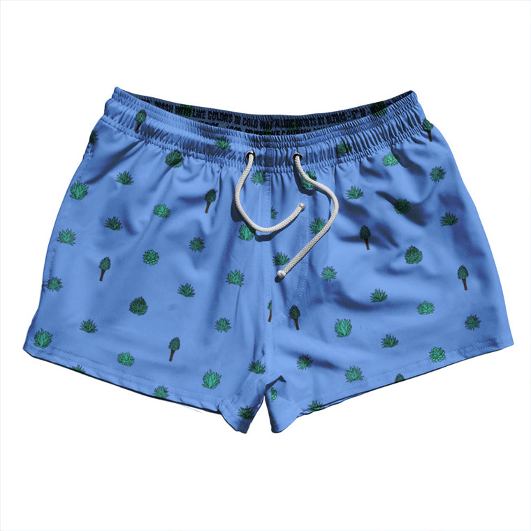 Tequilla Pattern 2.5" Swim Shorts Made in USA - Carolina Blue