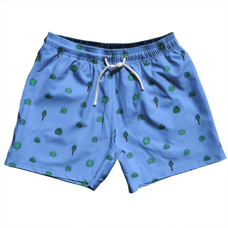 Tequilla Pattern 5" Swim Shorts Made in USA - Carolina Blue