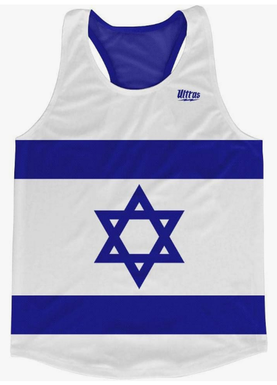 ADULT SMALL- Israel Country Flag Running Tank Top Racerback Track and Cross-Country Singlet Jersey- Final Sale T3