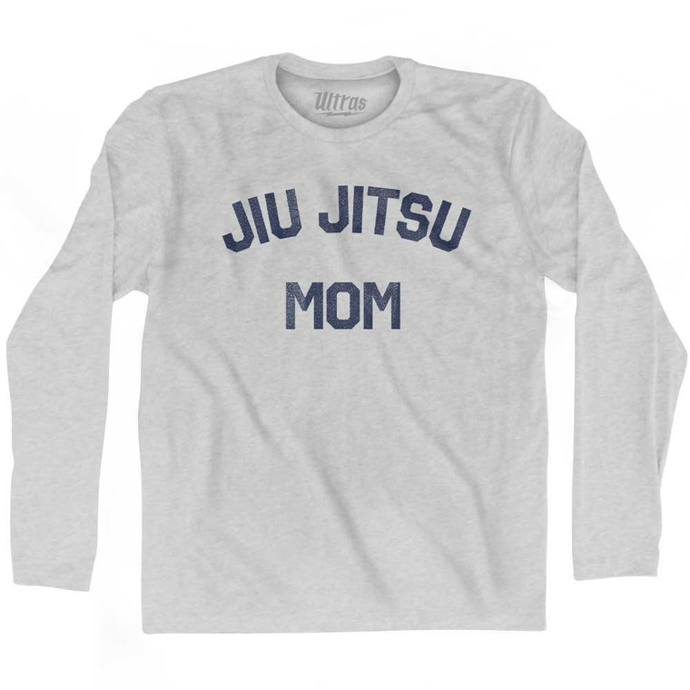 Jiu Jitsu Mom Adult Cotton Long Sleeve T-shirt - Grey Heather