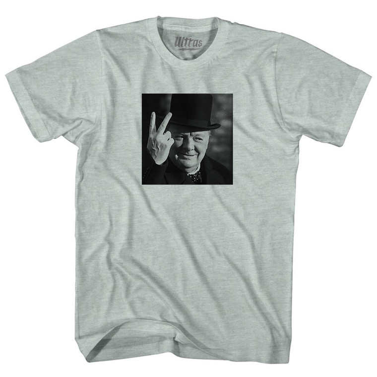 Winston Churchill Salute Picture Adult Tri-Blend T-shirt - Athletic Cool Grey