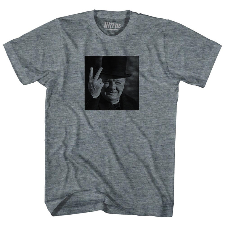 Winston Churchill Salute Picture Adult Tri-Blend T-shirt - Athletic Grey