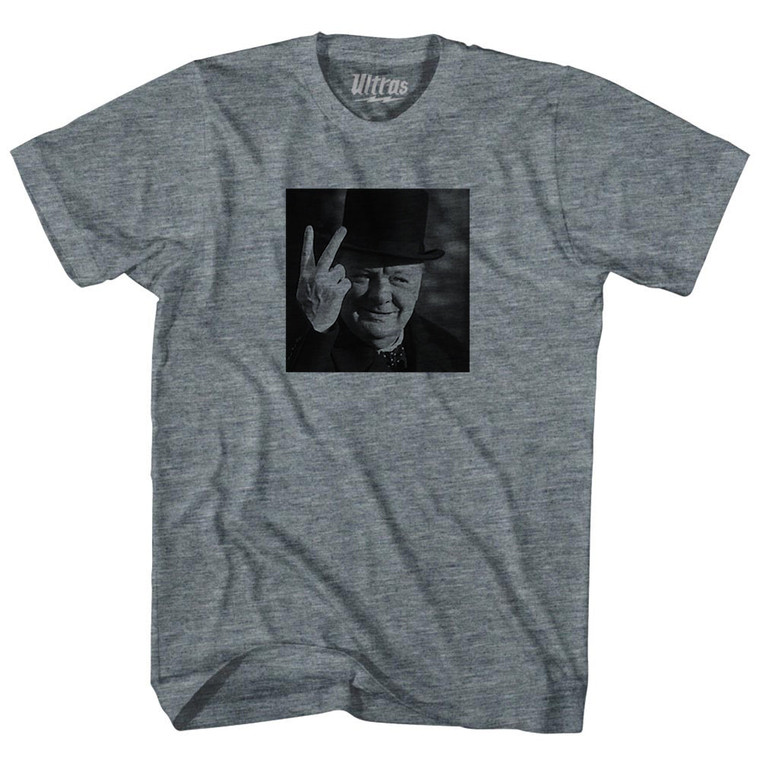 Winston Churchill Salute Picture Youth Tri-Blend T-shirt - Athletic Grey