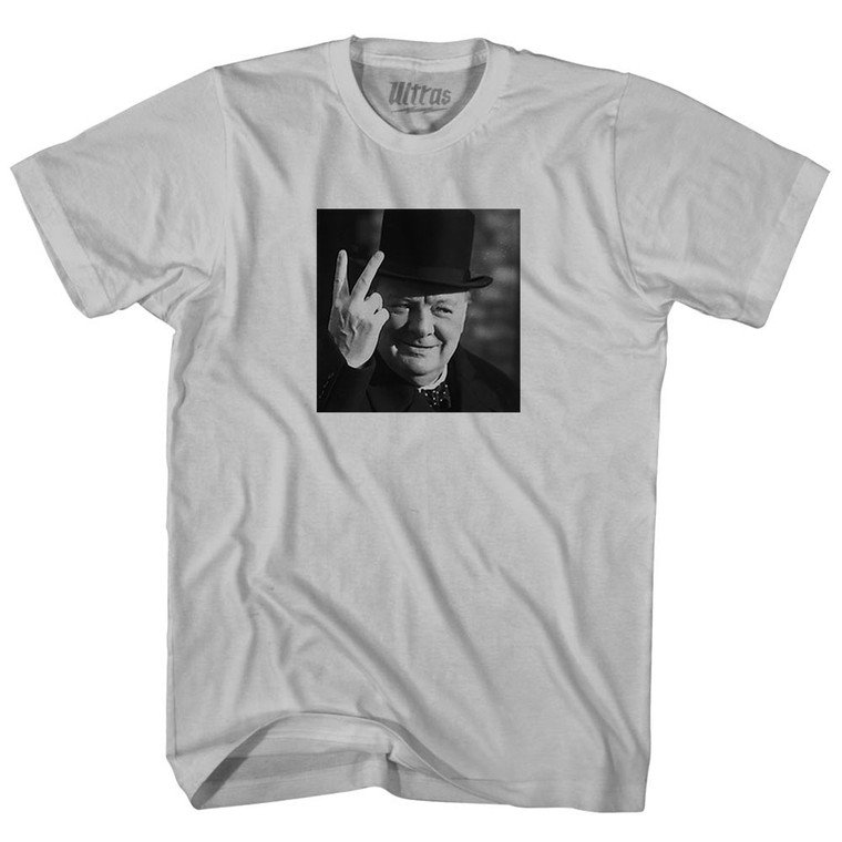 Winston Churchill Salute Picture Adult Cotton T-shirt - Cool Grey